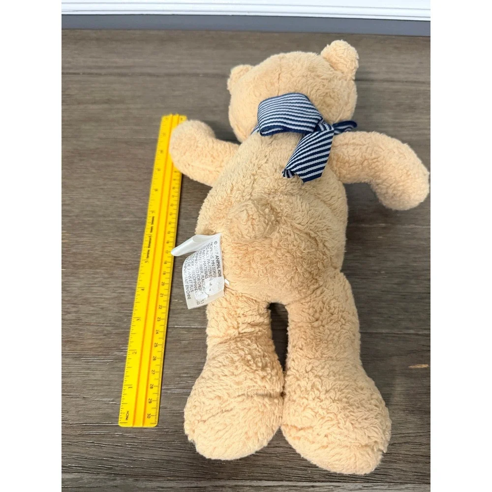 Animal Adventure Tan‎ Sherpa Teddy Bear with Blue Striped Bow Tie Plush